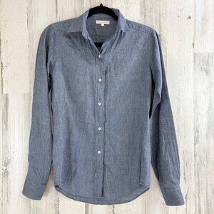 Ann Mashburn Icon Shirt Sz S Blue Indigo Cotolino Chambray